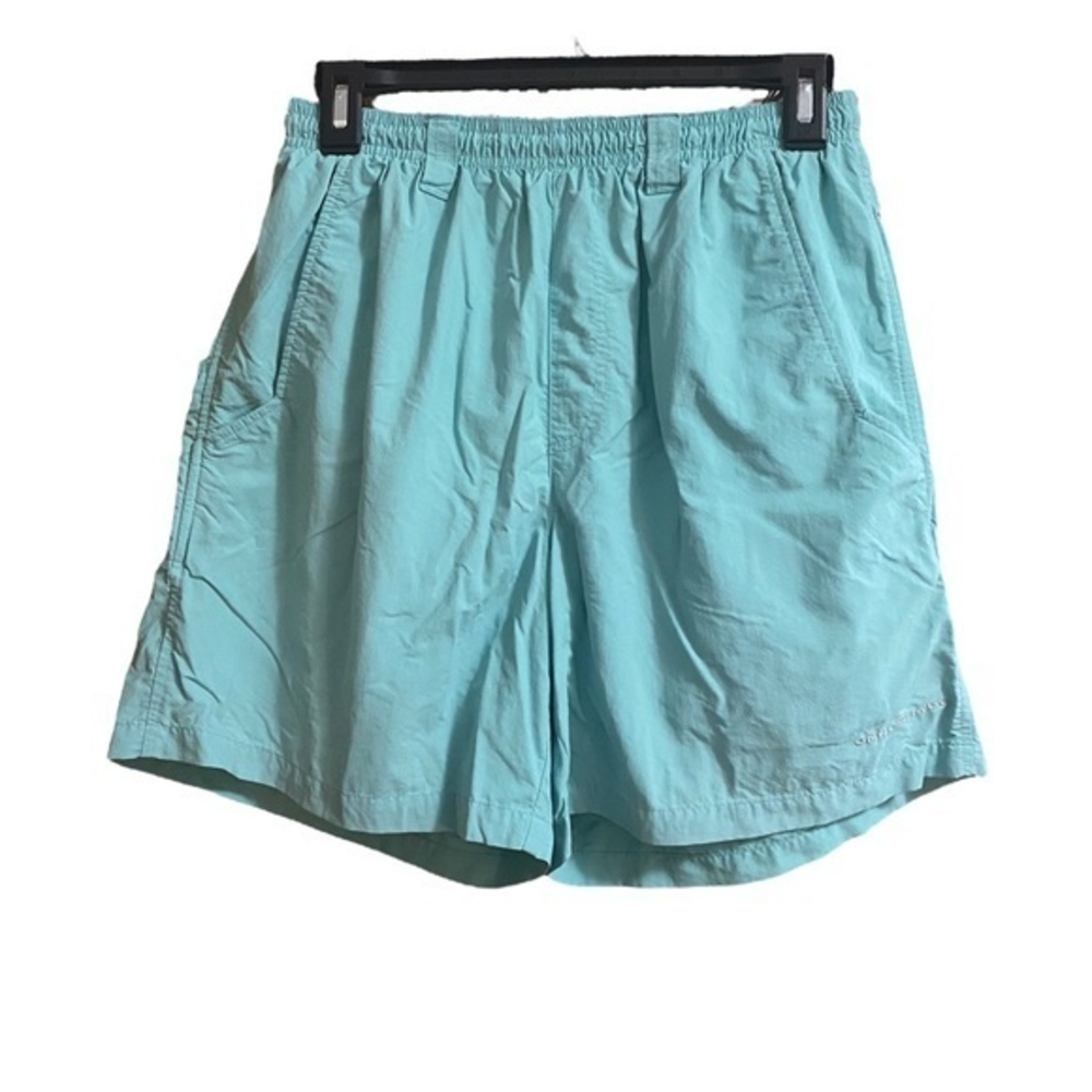 Columbia PFG Fishing Shorts Men's Omni-Shade Mesh Lined Drawstring‎ Blue 6 Inch